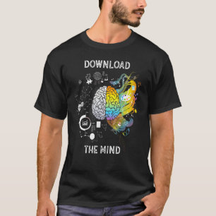 T-shirt Télécharger Le Cerveau Drôle Conception Colorée