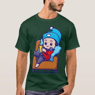 T-shirt Téléphone Opérateur Cute Boy Sur Canapé Dessin
