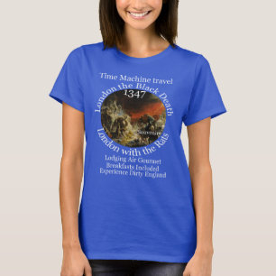 T-SHIRT TEME MACHINE VOYAGE LONDRES 1347 BLACK PLAGUE