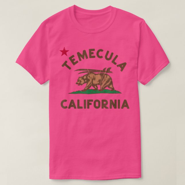 T-shirt Temecula California Beach Drapeau Surf Ours CA Vin (Design devant)