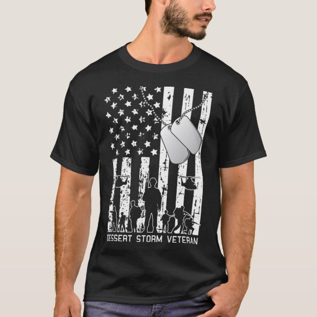T-shirt Tempête de Dessert Vétéran américain Drapeau Armée (Devant)