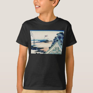 T-shirt Temple Honganji Vue du Mont Fuji Gravure japonaise