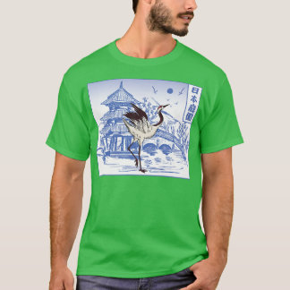 T-shirt Temple japonais des oiseaux de grue Sakura Tree Ch