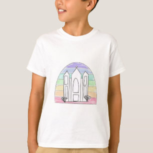 T-shirt Temple LDS Salt Lake City coucher de soleil arc-en