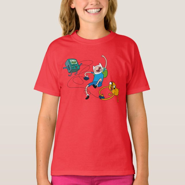 T-shirt Temps d'aventure | Finn & Jake Jouer avec BMO (Devant)
