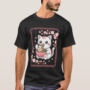 T-shirt Temps de ramen pour chat, personnage fantaisiste d