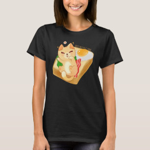T-shirt Temps du petit déjeuner Mignon chat toast Kitty po