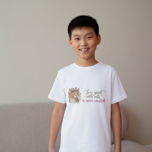 T-shirt Temps passé avec chats mignon Chat Aquarelle Desig (Créateur téléchargé)