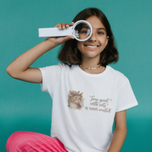 T-shirt Temps passé avec chats mignon Chat Aquarelle Desig