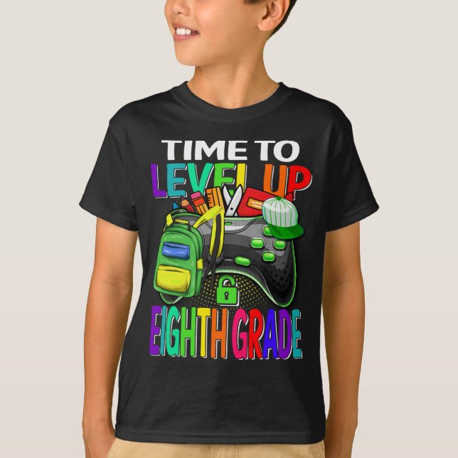 T-shirt Temps Pour Augmenter Le Jeu Vidéo De Huitième Anné (Devant)