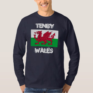 T-shirt Tenby, Pays de Galles avec drapeau gallois