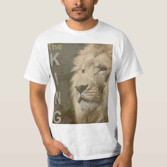 T-shirt Tendance Lion Face Blanc Modèle Mens Moderne (Devant)