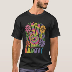T-shirt Tendance Tie Dye Signe de Paix Hippy 60s 70s Rétro