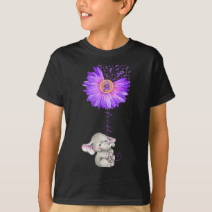 T-shirt Teneur d'éléphant Violet Tournesol Fibromyalgie La