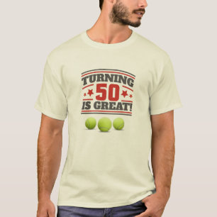 T-shirt Tennis 50e anniversaire est grand avec des balles 