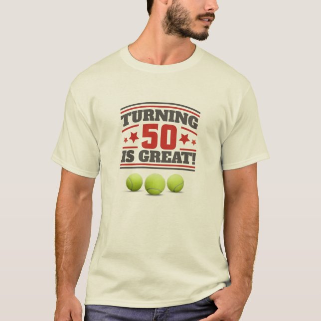 T-shirt Tennis 50e anniversaire est grand avec des balles  (Devant)