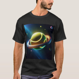 T-shirt Tennis Ball As Saturn Planet, Sportive Space Desig