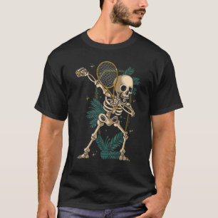 T-shirt Tennis Dabbing Skeleton Tennis Avec Raquette Hallo