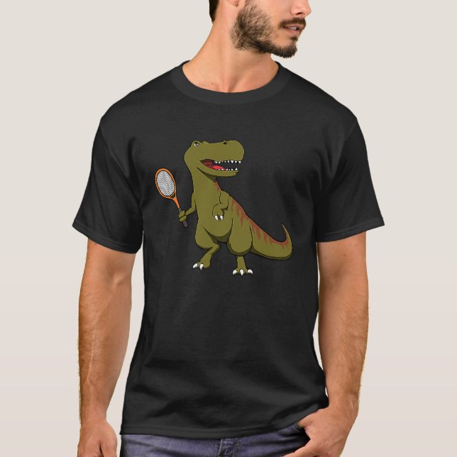 T-shirt Tennis Dinosaur T Rex avec Racket Tyrannosaurus Di (Devant)