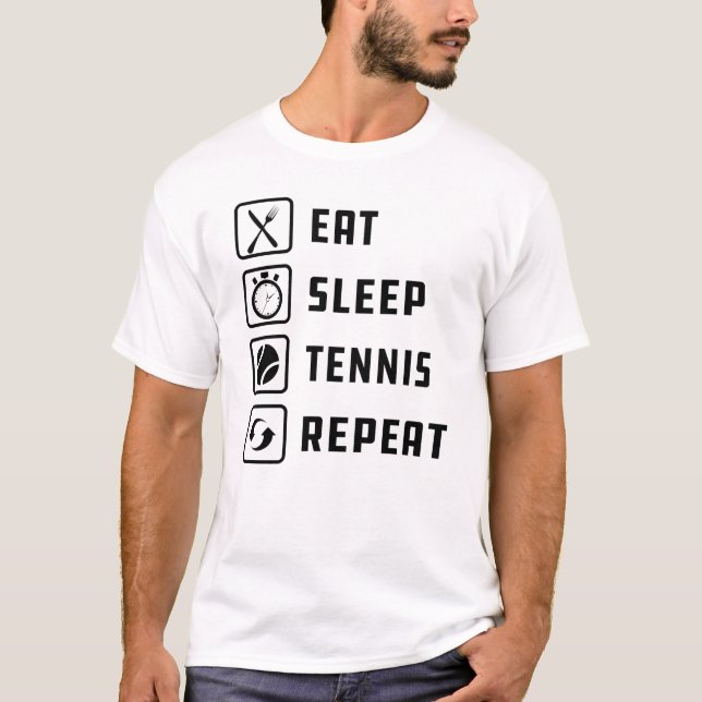 T-shirt Tennis - Mangez Sleep Tennis Repeat (Devant)