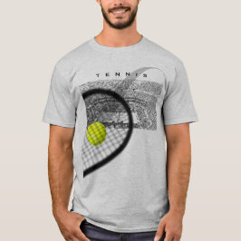 T-shirt Tennis Tournament With Racket Hitting Ball