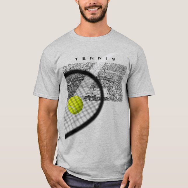 T-shirt Tennis Tournament With Racket Hitting Ball In Moti (Devant)