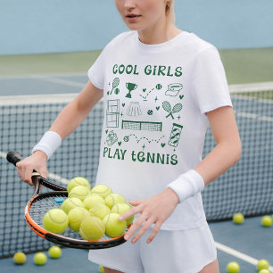 T-shirt Tennis Vintage Fille Cool Vert Foncé Rétro