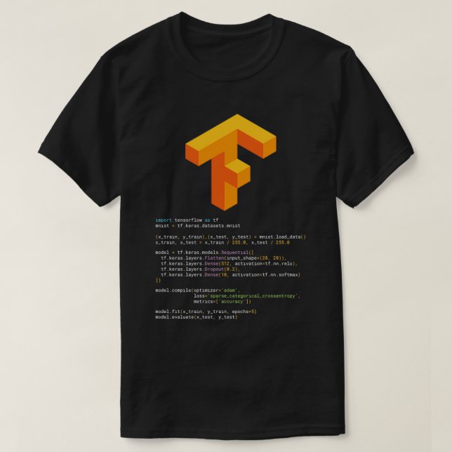 T-shirt Tensorflow keras MNIST (Design devant)