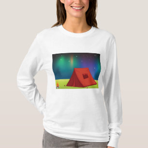 T-shirt Tente de camping sous les lumières du Nord vibrant