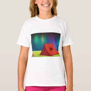 T-shirt Tente de camping sous les lumières du Nord vibrant