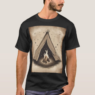 T-shirt Tente de camping vintage feu de camp aventure en p