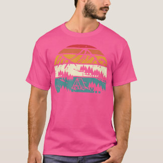 T-shirt Tente Mountain Sunset Camping Retro Nature Hommes 