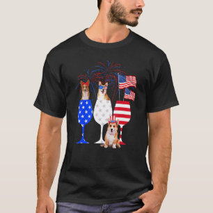 T-shirt Tenue de corgi pour le 4 juillet Rouge Blanc Bleu