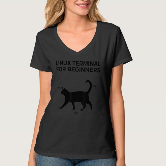 T-shirt Terminal Cat Linux pour débutants (Devant)