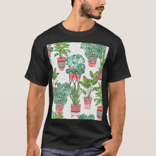 T-shirt Terra Cotta Plante Pots Motif.