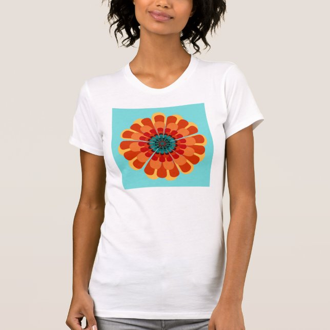T-shirt Terracotta & Fleur Turquoise (Devant)