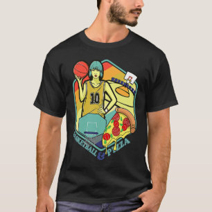 T-shirt Terrain de Basketball Pizza Italien Pâtes Foodie  