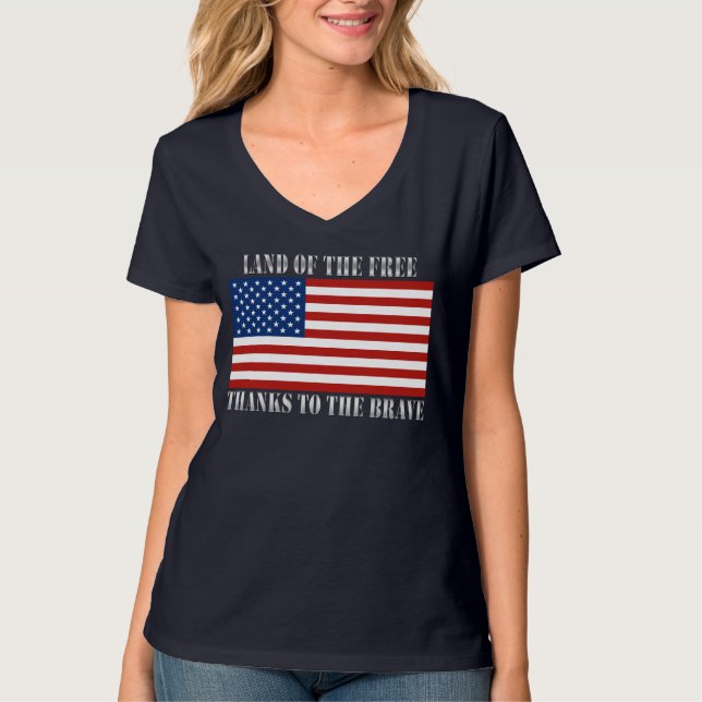 T-shirt Terre de grâce libre au drapeau courageux des USA (Devant)