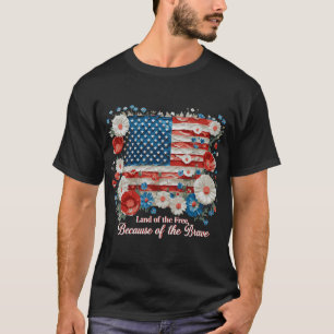 T-shirt Terre De La Liberté À Cause De Braves 4 juillet