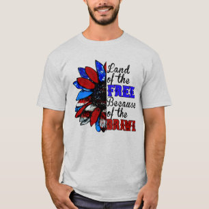T-shirt Terre De La Liberté À Cause Du Brave - USA Patrio