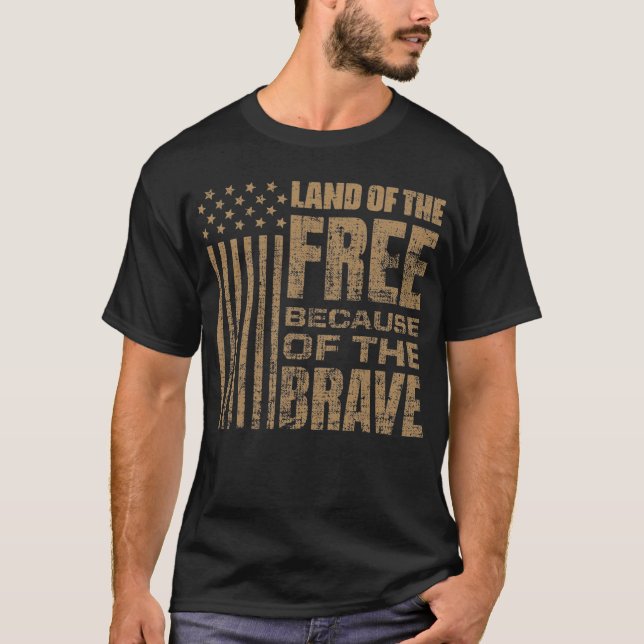 T-shirt Terre De La Liberté À Cause Du Courageux (Devant)