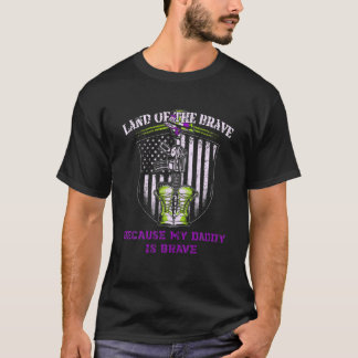 T-shirt Terre De La Liberté Mon Père Est Courageux Violet 