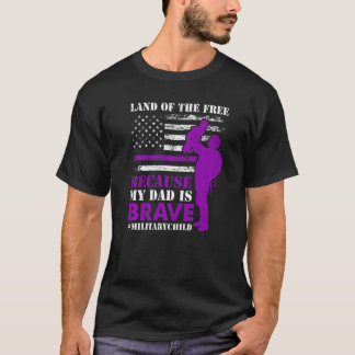 T-shirt Terre De La Liberté Mon Père Est Courageux Violet