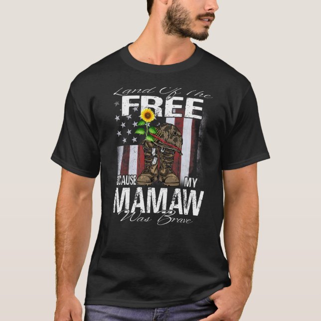 T-shirt Terre Des Libres Parce Que Ma Mamaw Est Un Vétéran (Devant)