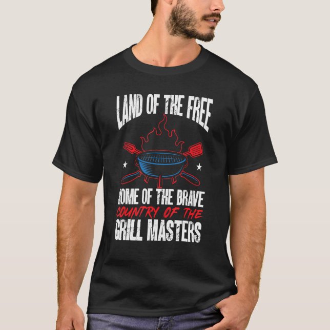 T-shirt Terre Drapeau Américaine Du Grill Grill Master Gri (Devant)