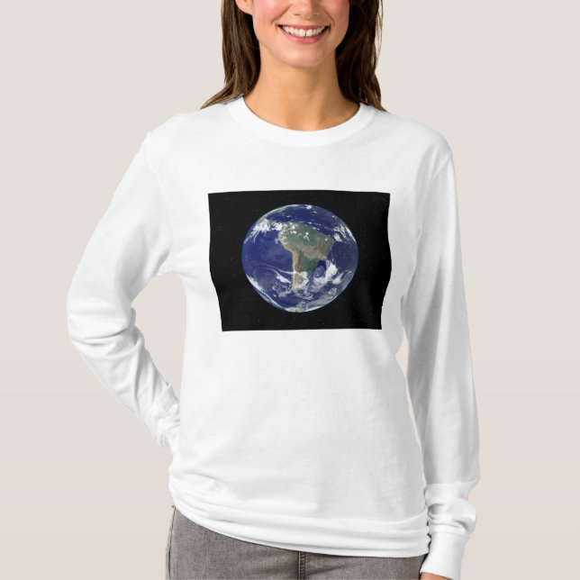 T-shirt Terre entièrement éclairée centrée sur l'Amérique  (Devant)
