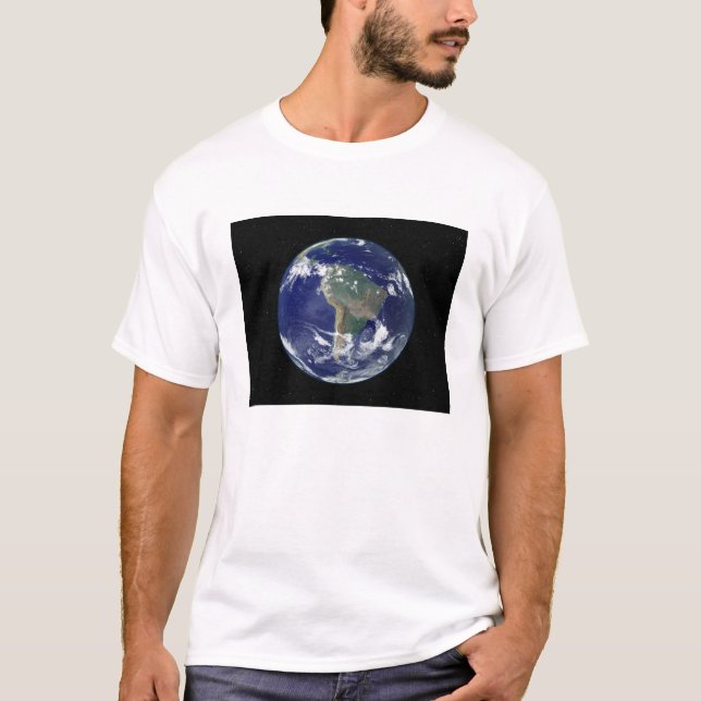 T-shirt Terre entièrement éclairée centrée sur l'Amérique  (Devant)