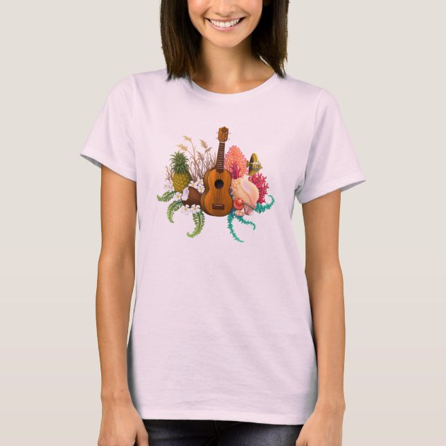 T-shirt Terre et mer d'ukulélé (Devant)