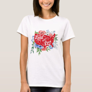 T-shirt Terre fleurie rouge blanche et bleue que j'aime T-