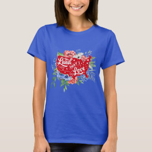 T-shirt Terre fleurie rouge blanche et bleue que j'aime T-